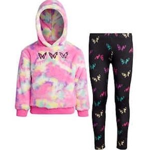 Girls BETSEY JOHNSON outfit Fuzzy Rainbow Hooded Butterfly Leggings XOXO NEW